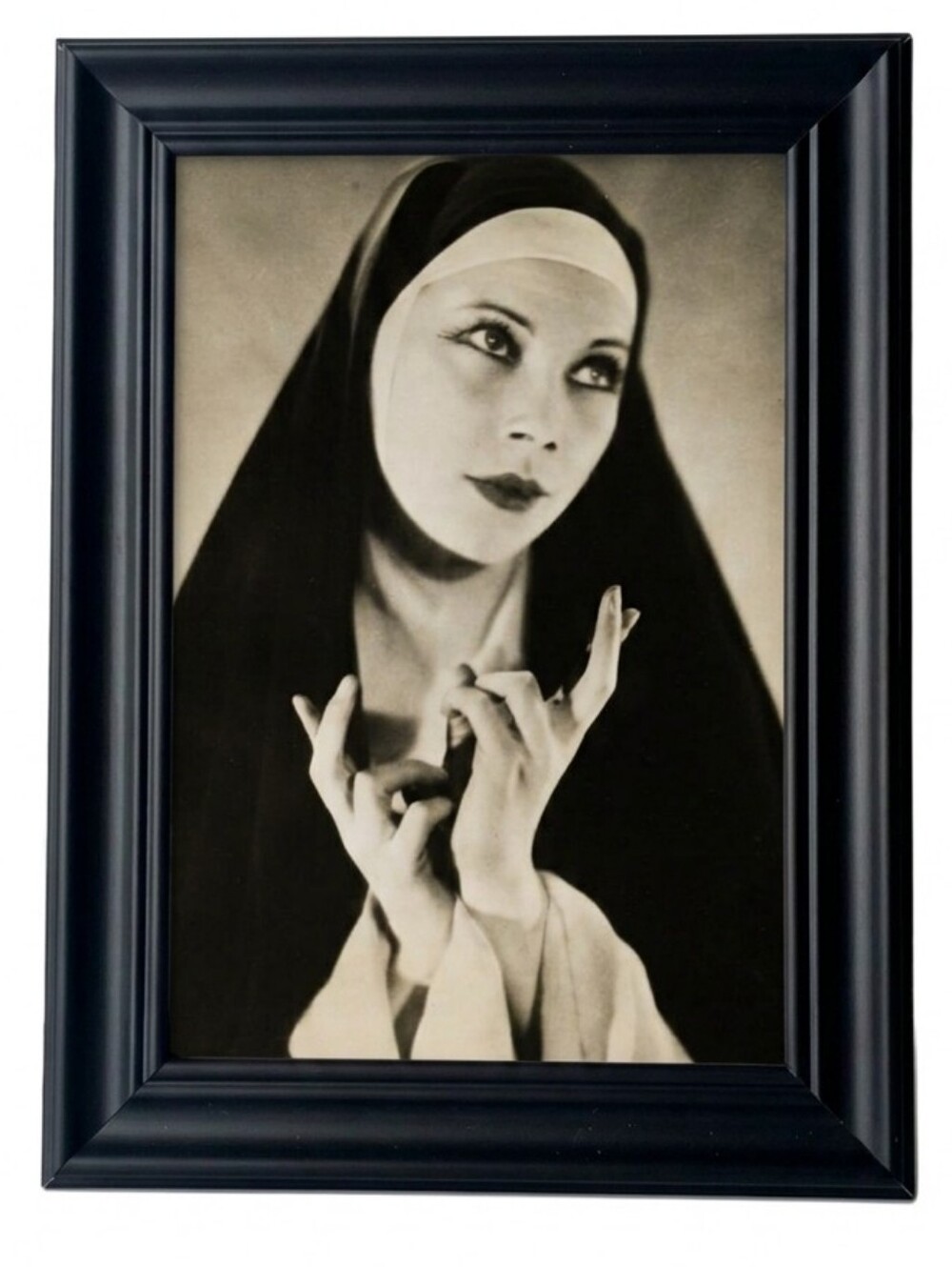 Vintage Beautiful Nun Occult Unusual Oddy Framed Photo Print Pagan Goth Art Deco